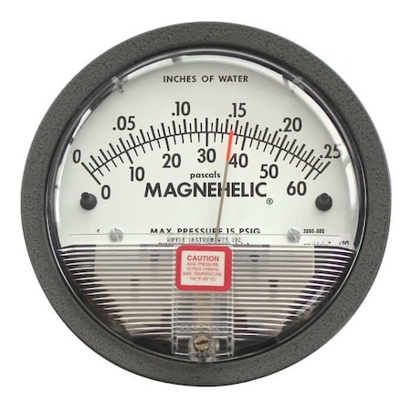 Dwyer Instruments Dwyer Magnehelic Differential Pressure Gauge 0-.25inW.C. & 0-62 Pa 2000-00D